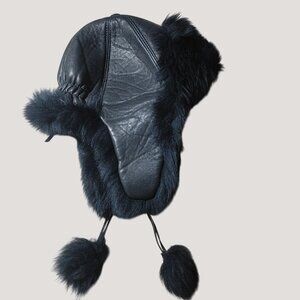 Aviator Hat Zabari Black Brown New York Genuine Leather Plush Faux Fur Turkey